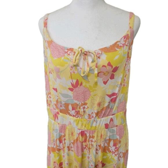 Torrid Midi Super Soft Tiered Dress Women's Plus Size 2x Yellow Floral Summer - Picture 3 of 15